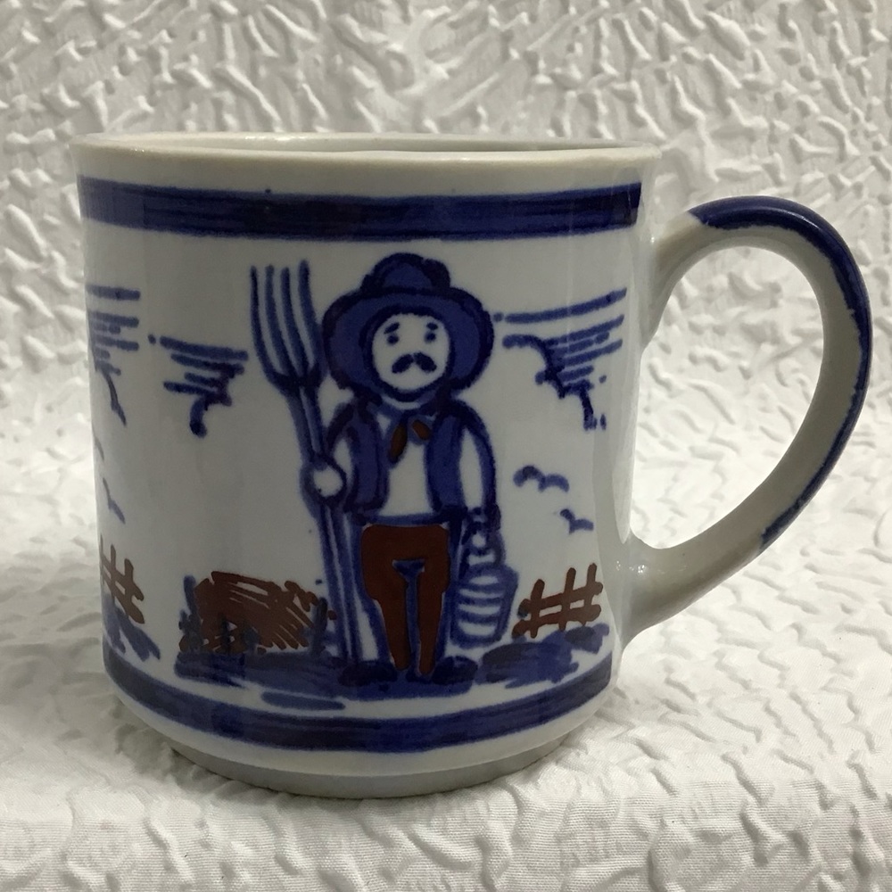 Vintage Blue & White Made In Japan Coffee Mugs - Picture 7 of 12